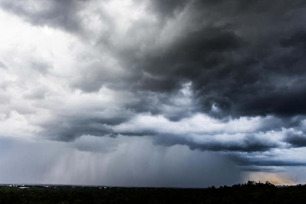 写真 黒と白の雨雲と暗い空