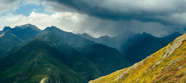 Rain clouds over mountains