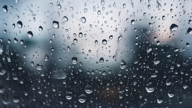Rain drops on the glass Rain drops on the window Rainy day