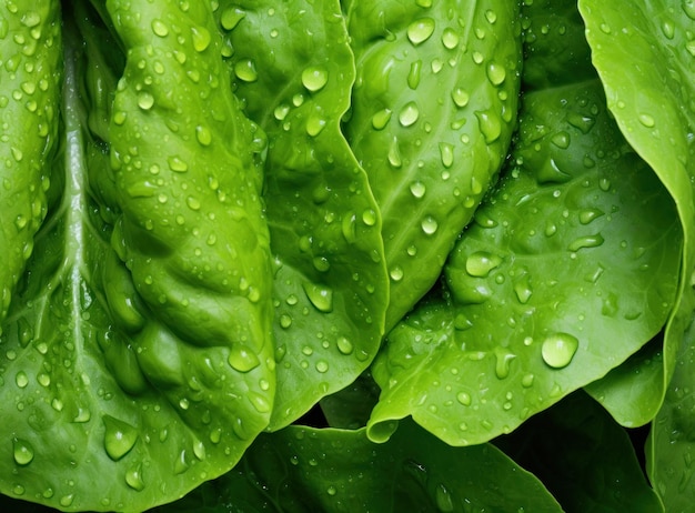 Дождевые капли на листе салата