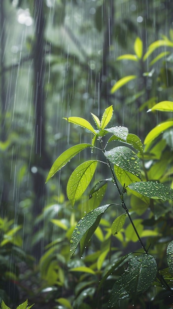 Фото Дождь падает на окно с размытым фоном, указывающим на дождливый день