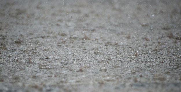 Rain drops rippling in a puddle