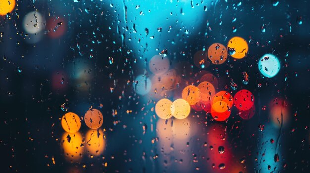 Rain Drops on Window as Cars Drive Down Street