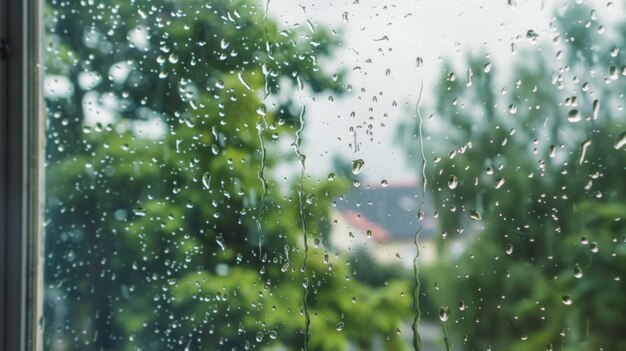 Photo rain drops on window pane