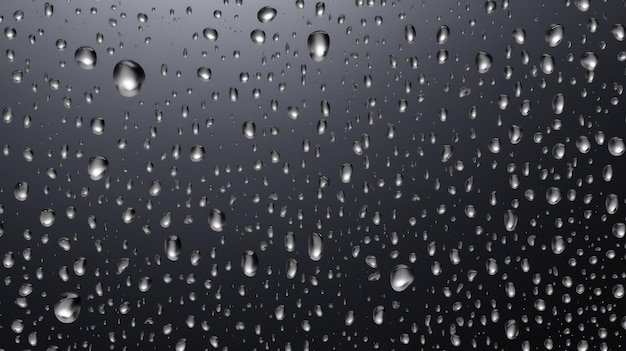 Photo rain drops on a window with a black background