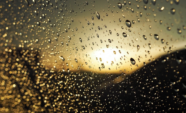 Rain drops on the windshield