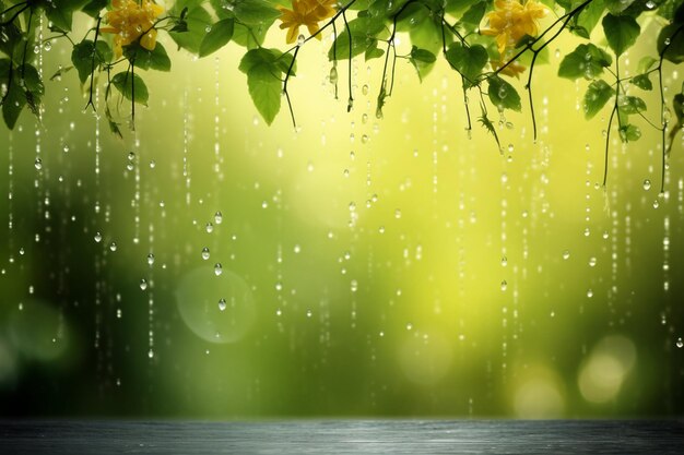 Photo rain effect on nature background