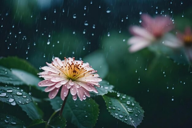 Rain in flower natural view