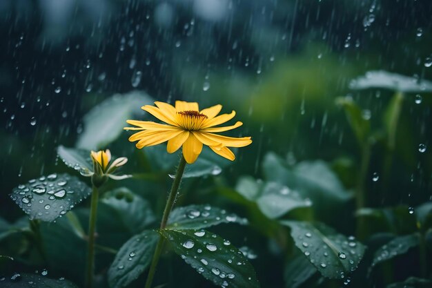 Rain in flower natural view