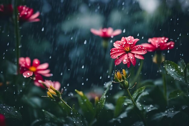 Rain in flower natural view