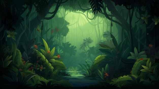 Photo rain forest background ai generative