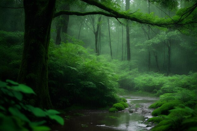 森の中の雨