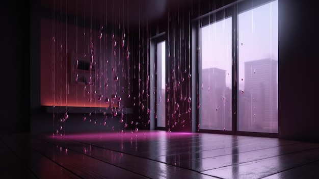 Rain pink and purple atmosphere