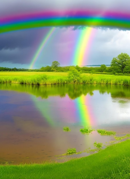 Photo rain in a rural picturesque setting