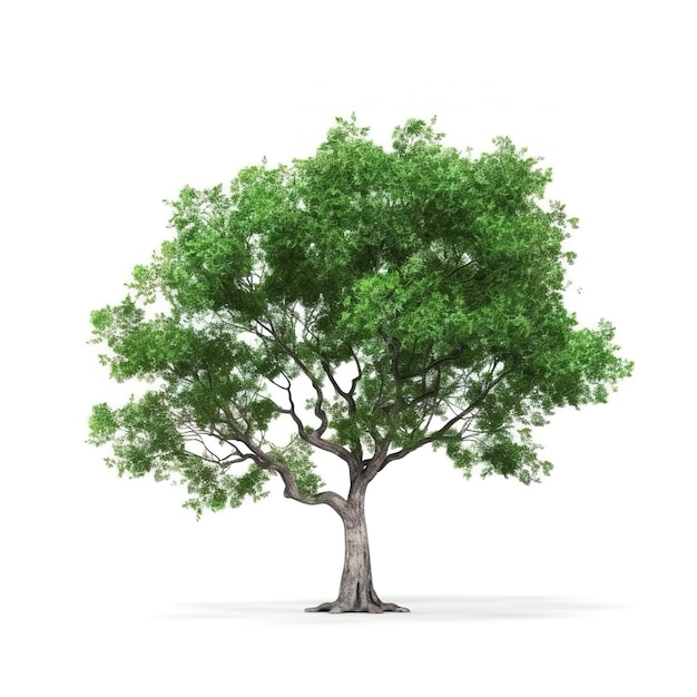Rain tree isolated on white background Tropical tree generate ai