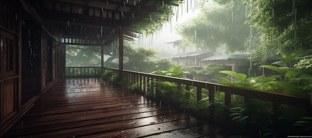 The rain in the tropical forest