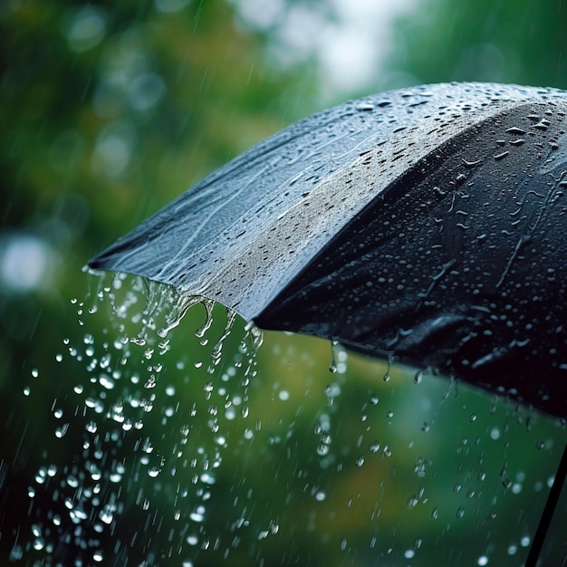 Photo rain on umbrella weather concept