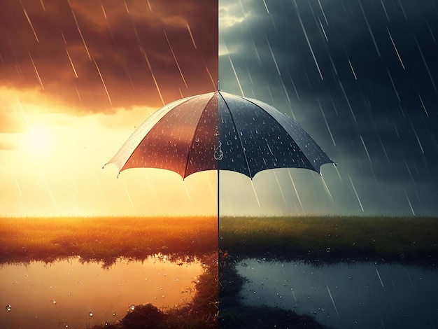 Rain vs Sun concept