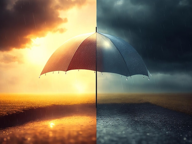 Rain vs Sun concept