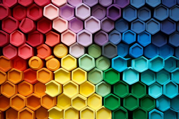 Rainbow Abstract Paper Hexagon Collage