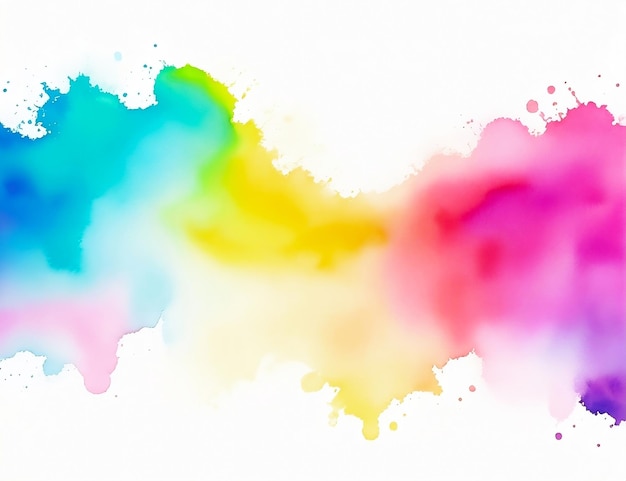 Rainbow abstract watercolor paint texture and white background