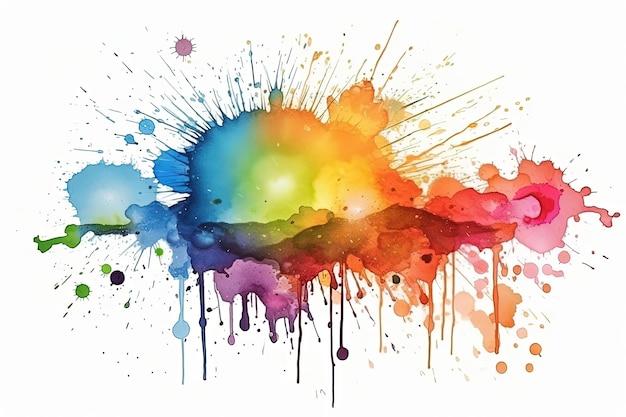 Rainbow Abstract Watercolor splash banner background Colorful art Texture illustration drop spot