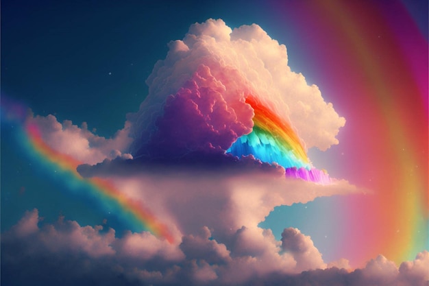 Rainbow appears to be coming out of a cloud generative ai