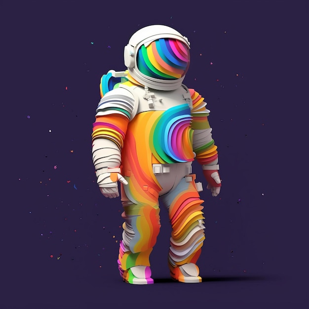 Rainbow astronaut paper style Generative AI