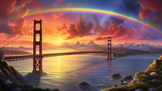 A rainbow over the bay bridge