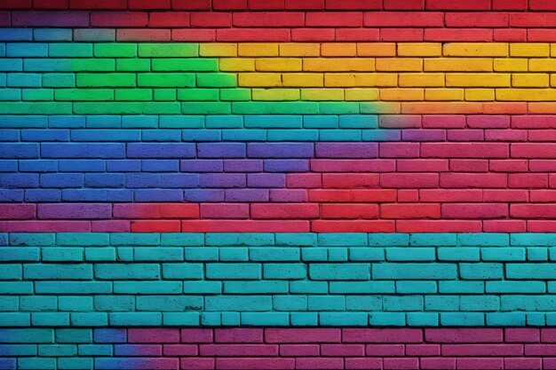 写真 レインボー・ブリック・ウォール (rainbow brick wall) - レンガの壁を背景に作成する ai