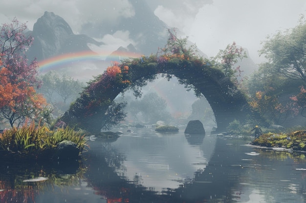 Rainbow bridge connecting two realms octane render