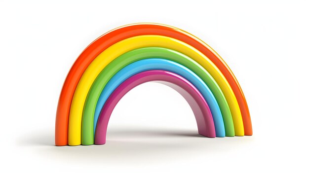 A rainbow bridge is made of rainbow colored plastic.