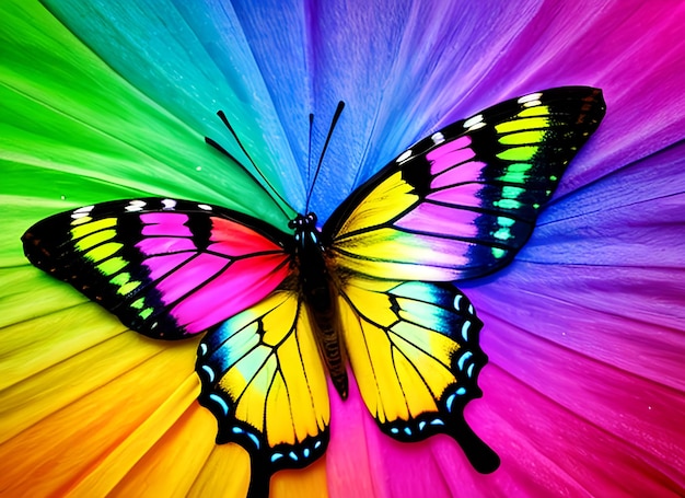 Rainbow butterfly colorful wings