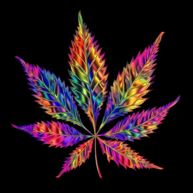 rainbow cannabis marijuana leaf on rainbow background