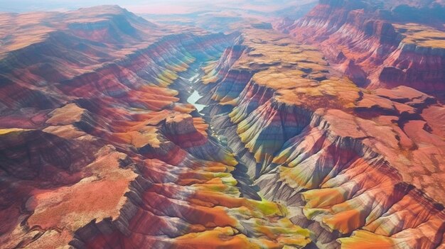 Rainbow canyons are seen in this illustration.