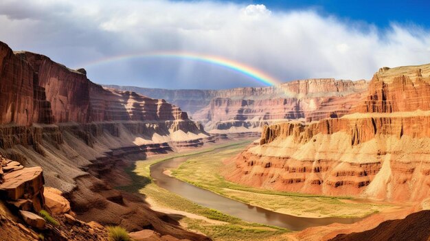 Photo a rainbow over the canyons