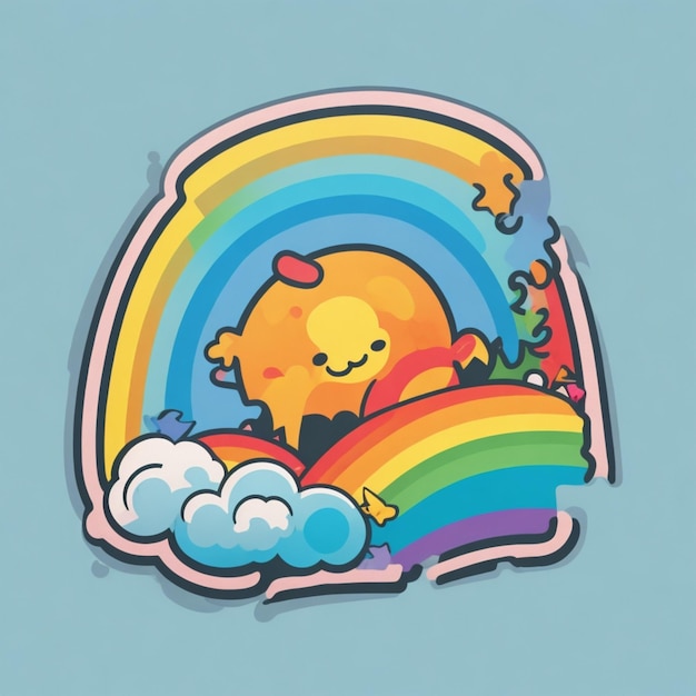 Rainbow cartoon vector background