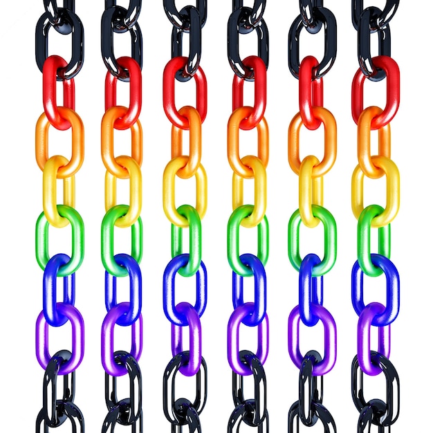 Rainbow chain 3d model isolated on white background