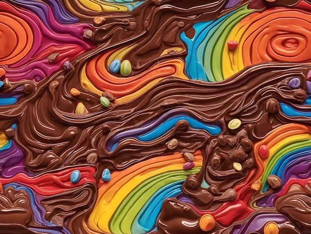 Rainbow Chocolate Temptation A Seamless Pattern of Liquid Delight