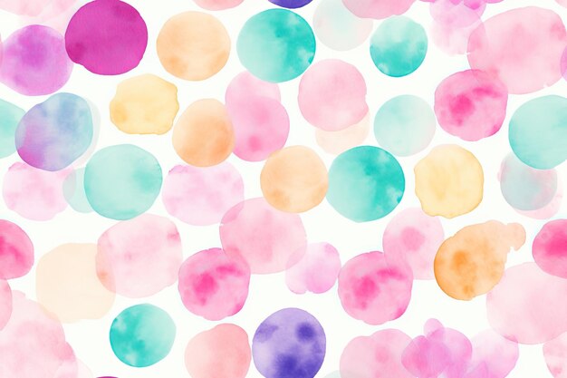 Rainbow circle watercolor seamless pattern on white background abstract grunge texture Generative AI content