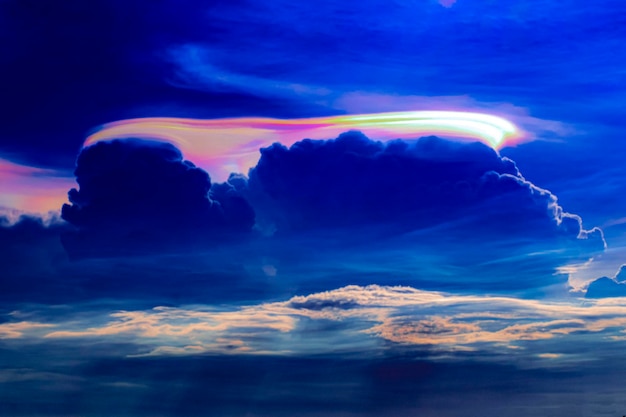 A rainbow cloud called cloud iridescence or called cloud iridescence