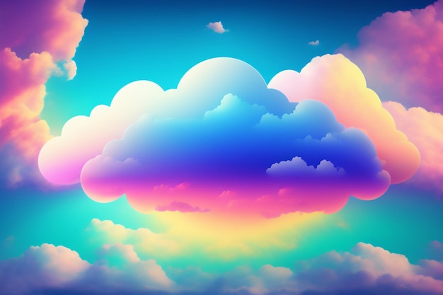 A rainbow cloud with a rainbow background