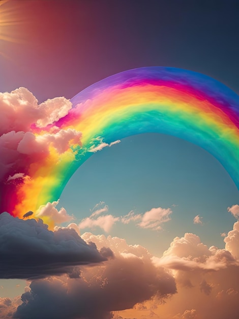 Rainbow Clouds background ai generative