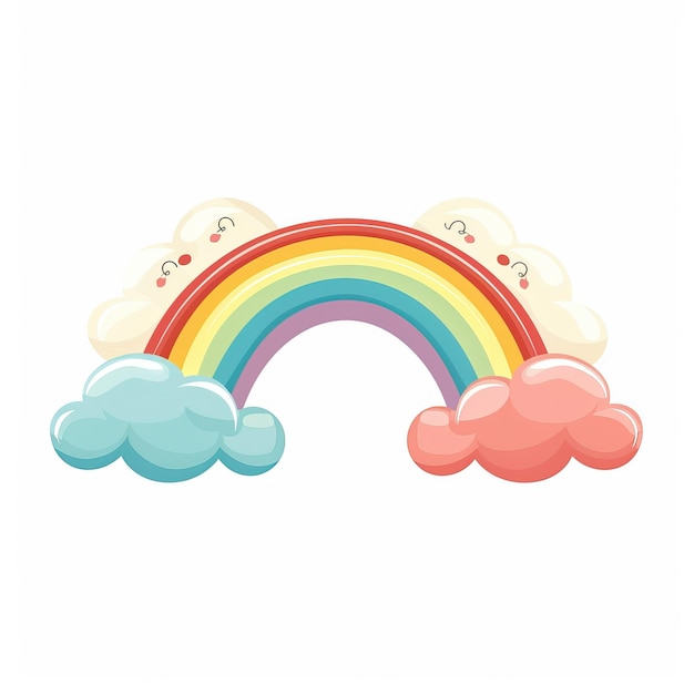 Rainbow and clouds Cute cartoon vector illustration isolated on white background