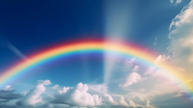 Rainbow Clouds and rainbow on sky generative ai