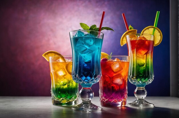 Rainbow Cocktails in Glasses