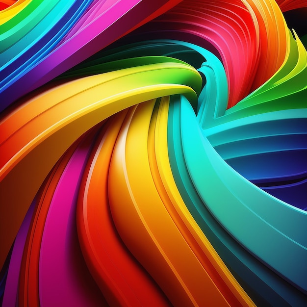 Rainbow color 3D abstract art background image Ai generated art