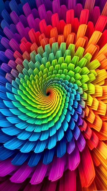 Rainbow color art with a spiral design.