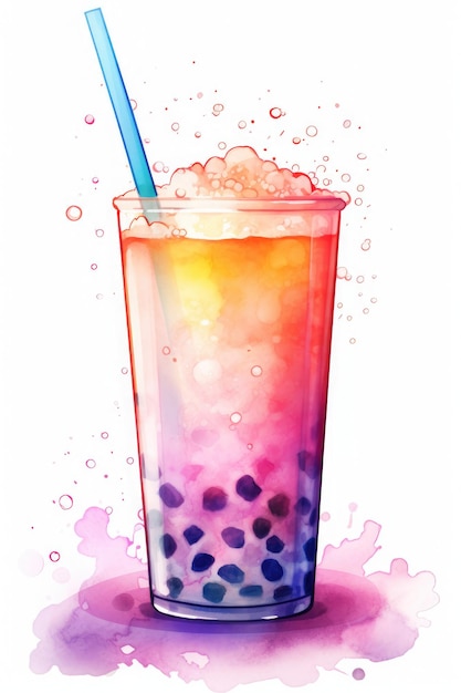 rainbow color bubble tea