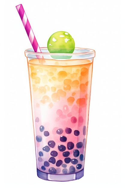 rainbow color bubble tea